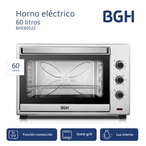 Horno Eléctrico BGH 60 litros BHE60S22